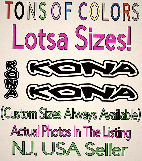 3 Pc Custom Kona Bikes Die Cut Vinyl Decal Set MTB Road Gravel MTB Bicycle