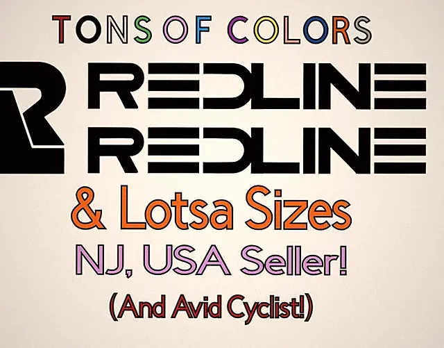 3 Piece VTG Style Redline BMX Vinyl Decal Set Many Colors/Szs Downtube Head Tube