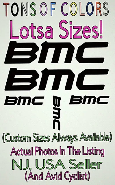 5 Pc BMC Bikes Die Cut Vinyl Decal Set MTB Road Gravel MTB Bicycle READ DESCRIP.