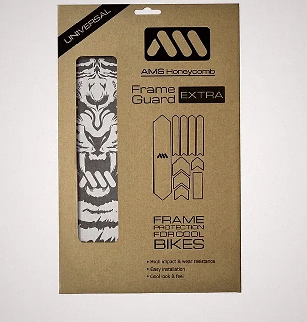 Bike Frame Protector Extra Universal Fit 10-Piece Set for Down Tube Clear/Tiger