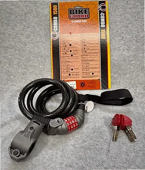 Bike Guard Q-Combo 1500 Cable Combination Lock w/ downtube mounting clamp Excell