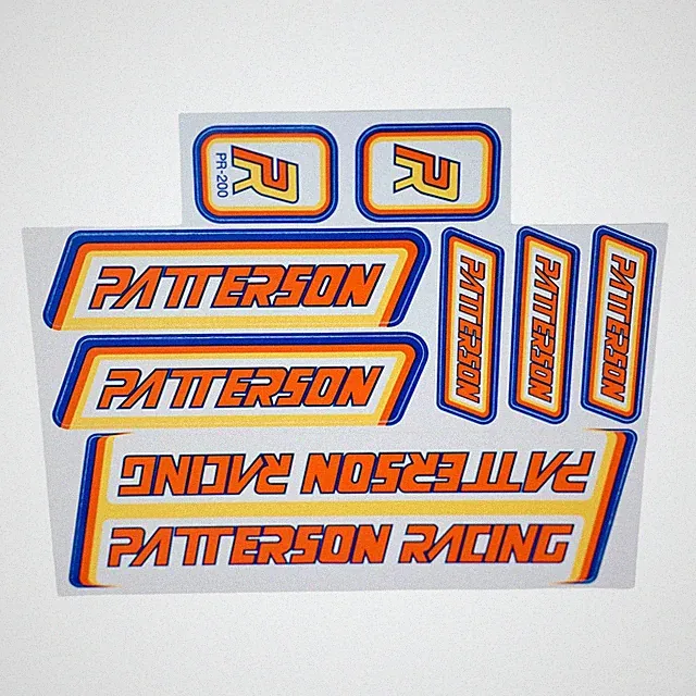 Licensed PATTERSON Racing ® BMX Bike Decal Frame Set Patterson BMX Stickers