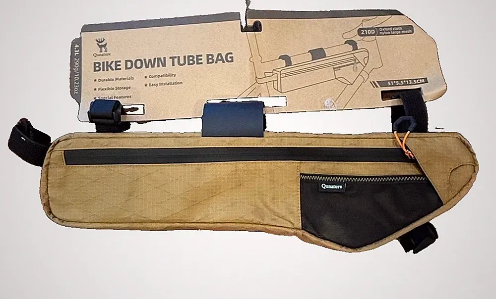 QUNATURE Bike Frame Down Tube Bag 3.4L Brown Triangle Storage Bag New