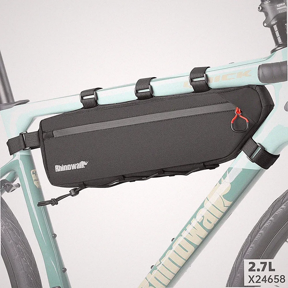 Rhinowalk Bicycle Down Tube Bag 2.7L Waterproof Cycling Travel Storage Bag Black