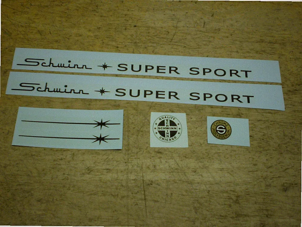 Schwinn Super Sport Bicycle Black Decal Down Tube Seat Tube Fork & Chromoly Set