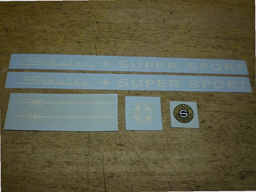 Schwinn Super Sport Bicycle White Decal Down Tube Seat Tube Fork & Chromoly Set