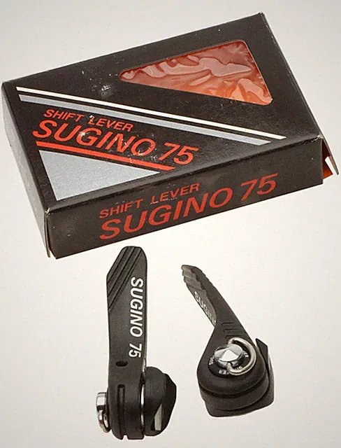 Sugino 75 Power Shifter Ratchet Downtube Shift Levers w/ Cables Black NOS