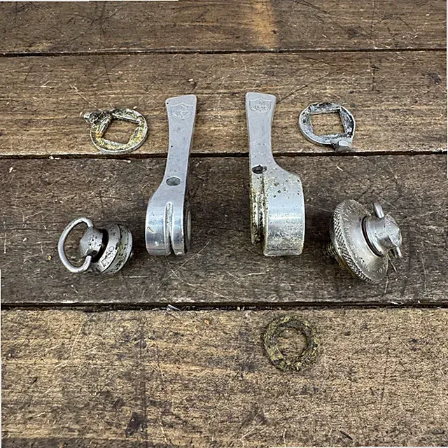 Vintage Campagnolo Shifter Set Road Bike Down Tube Shift Shield Italy Syncros