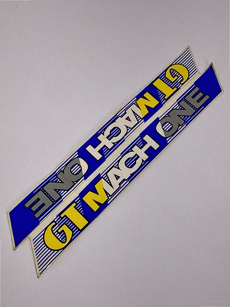 Vintage GT Mach One 80’s BMX Bicycle Frame Down Tube Decal Sticker Set NOS USA
